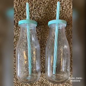 Free w/Purchase-2 Milk Glass Bottles with Straws